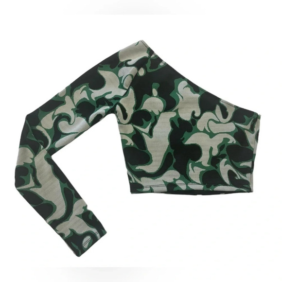 Zara JACQUARD Asymmetrical Long Sleeve Top Size Small - Picture 13 of 14